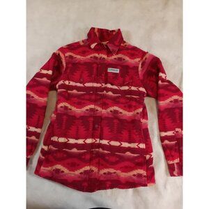 Magellan Outdoors XS Classic Fit Red Aztec Print Sherpa-Lined Button-Up Jacket